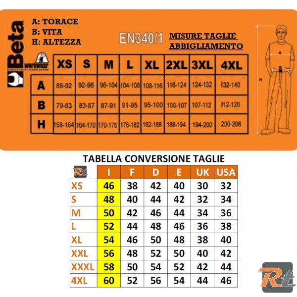 taglie pantaloni conversione