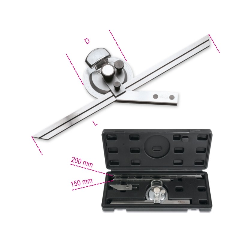 BETA 1678/C3 Rapportatore d’angoli in acciaio inossidabile in astuccio di legno