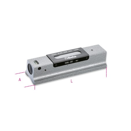 BETA 1699L/1 Livella lineare di precisione in ghisa con base prismatica rettificata a 2 fiale infrangibili in astuccio di legno