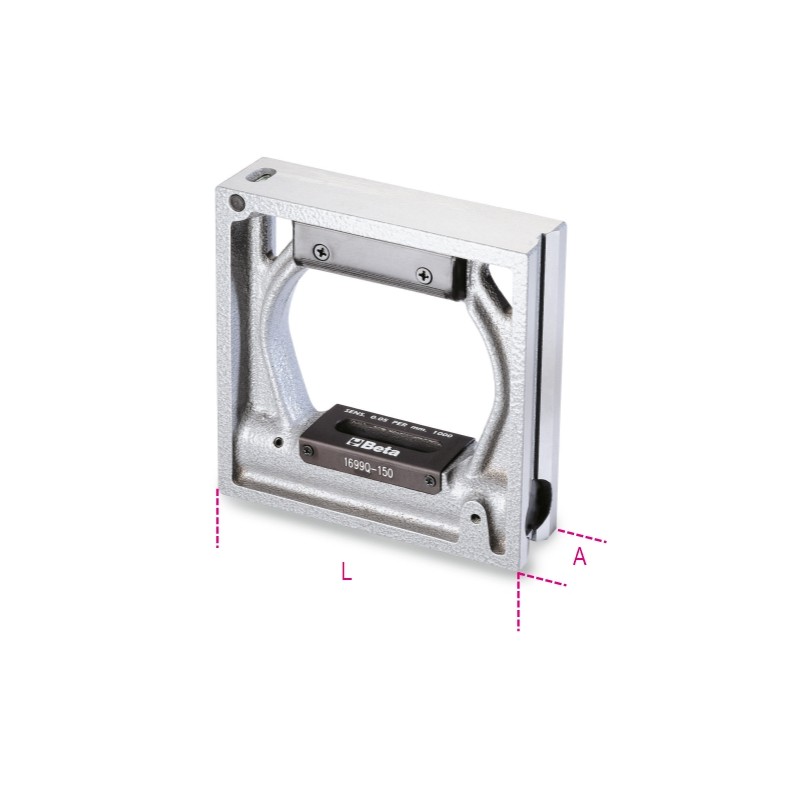 BETA 1699Q Livella quadre di precisione in ghisa con 2 basi prismatiche rettificata a 2 fiale infrangibili in astuccio di legno