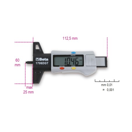 BETA 1706DGT Calibro di profondità digitale per battistrada pneumatici