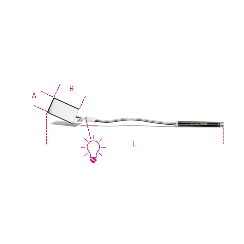 BETA 1715FL/B Specchietto flessibile rettangolare con illuminazione