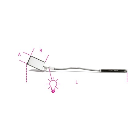 BETA 1715FL/B Specchietto flessibile rettangolare con illuminazione