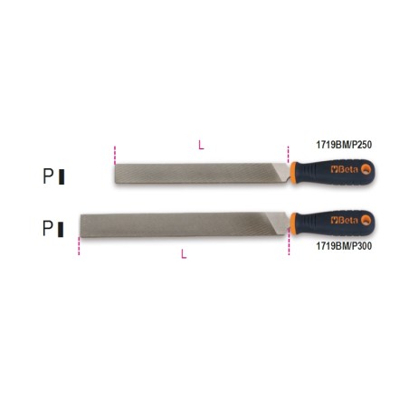 BETA 1719BMB Lime piatte a taglio universale impugnatura bimateriale antiscivolo