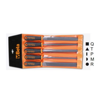 BETA 1719BMD8/B5 Serie di 5 lime a taglio grossolano, con impugnatura in busta appendibile