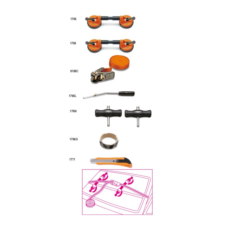BETA 1766/8 Assortimento di 8 utensili per cristalli auto