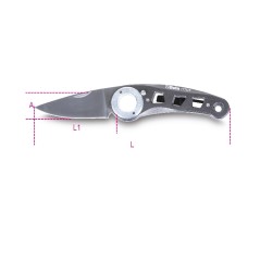 BETA 1778P Coltello a serramanico lama ed impugnatura in acciaio inossidabile a alluminio, con apertura a pulsante