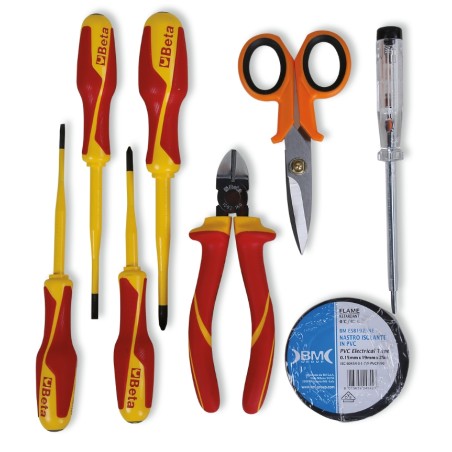 BETA 2005PA/ET Porta attrezzi con assortimento di 8 utensili per elettrotecnica