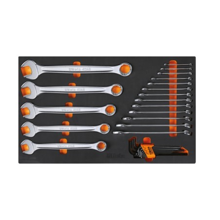 BETA M32 Vassoio morbido in EVA chiavi combinate e chiavi maschio esagonali piegate in pollici