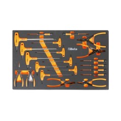 BETA M62 Vassoio morbido in EVA con assortimento chiavi esagonali, pinze per anelli ed elettrotecnica