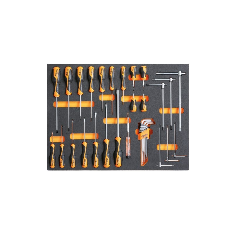 BETA MB44 Vassoio morbido in EVA giraviti Beta Grip per viti lama piatta, Phillips® e chiavi maschio esagonali