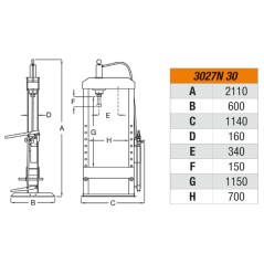 BETA 3027N 30 Pressa idraulica con pistone mobile ed argano