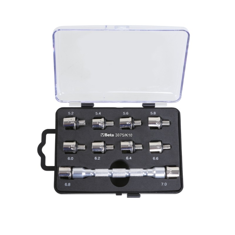 BETA 3075/K10 Set chiave universale a testina intercambiabile e 10 inserti, per serraggio raggi ruote