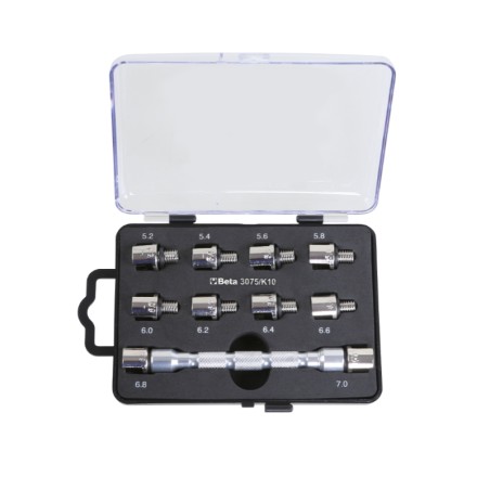 BETA 3075/K10 Set chiave universale a testina intercambiabile e 10 inserti, per serraggio raggi ruote