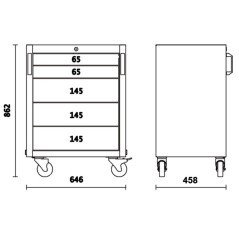 BETA C45PRO 2.0 C5 Cassettiera mobile con 5 cassetti per arredo officina C45PRO 2.0