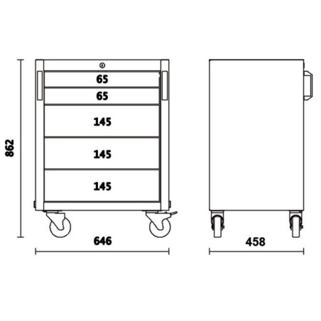 BETA C45PRO 2.0 C5 Cassettiera mobile con 5 cassetti per arredo officina C45PRO 2.0