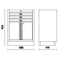 BETA C45PRO 2.0 M3A Modulo fisso con 3 cassetti e 2 antine per arredo officina C45PRO 2.0