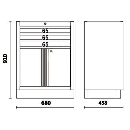 BETA C45PRO 2.0 M3A Modulo fisso con 3 cassetti e 2 antine per arredo officina C45PRO 2.0