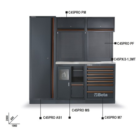 BETA C45PRO 2.0 CX Combinazione arredo officina C45PRO