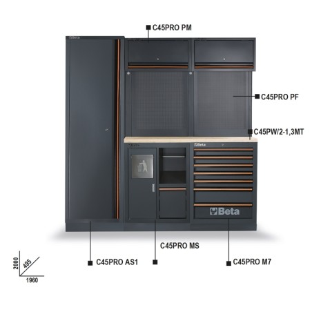 BETA C45PRO 2.0 CW Combinazione arredo officina C45PRO