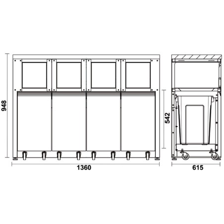 BETA C45PRO 2.0 RD/W Modulo fisso raccolta differenziata per arredo officina C45PRO 2.0