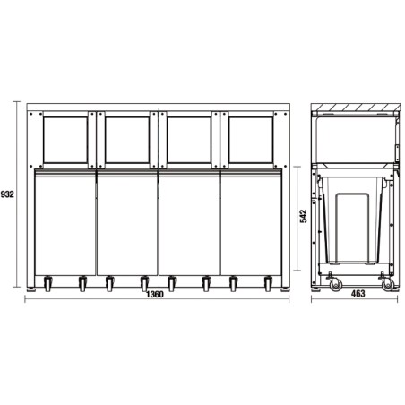 BETA C45PRO 2.0 RD/X Modulo fisso raccolta differenziata per arredo officina C45PRO 2.0