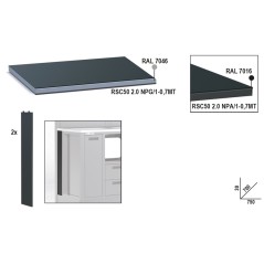 BETA RSC50 2.0 NPG/1-0,7MT Piano di lavoro in lamiera da 0,75m per banco arredo officina RSC50 2.0