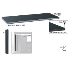 BETA RSC50 2.0 NPG/2-1,5MT Piano di lavoro in lamiera da 1,5m per banco arredo officina RSC50 2.0