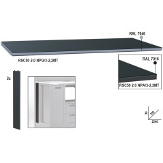 BETA RSC50 2.0 NPG/2-2,2MT Piano di lavoro in lamiera da 2,2m per banco arredo officina RSC50 2.0
