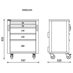 BETA RSC50 2.0 C5 Cassettiera mobile con 5 cassetti per arredo officina RSC50 2.0