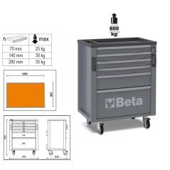 BETA RSC50 2.0 C6 Cassettiera mobile con 6 cassetti per arredo officina RSC50 2.0