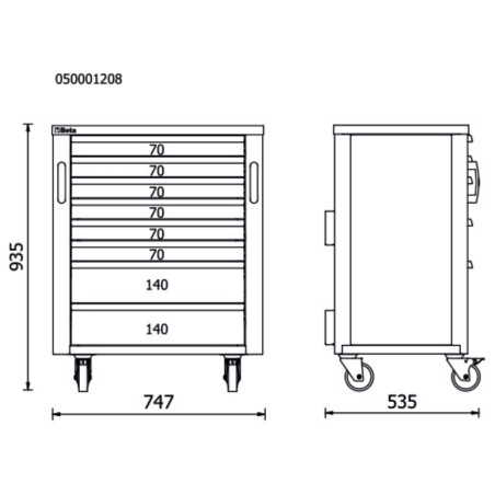 BETA RSC50 2.0 C8 Cassettiera mobile con 8 cassetti per arredo officina RSC50 2.0