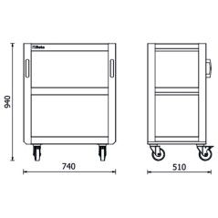 BETA RSC50 2.0 T3 Carrello a 3 ripiani per arredo officina RSC50 2.0