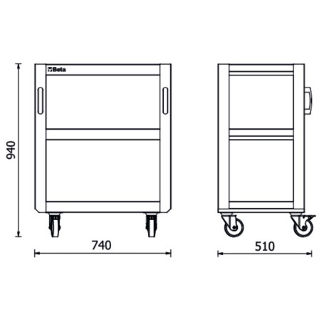 BETA RSC50 2.0 T3 Carrello a 3 ripiani per arredo officina RSC50 2.0