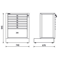 BETA RSC50 2.0 M7 Modulo fisso con 7 cassetti per arredo officina RSC50 2.0