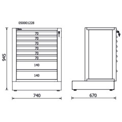 BETA RSC50 2.0 M8 Modulo fisso con 8 cassetti per arredo officina RSC50 2.0