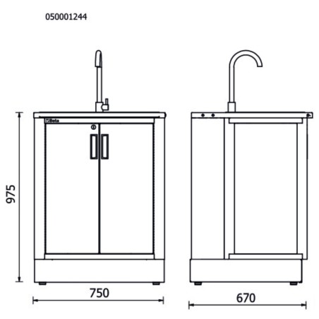 BETA RSC50 2.0 ML Modulo fisso con lavandino integrato per arredo officina RSC50 2.0