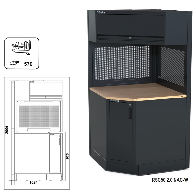 BETA RSC50 2.0 NAC-W Angolo completo autoportante per arredo officina RSC50 2.0