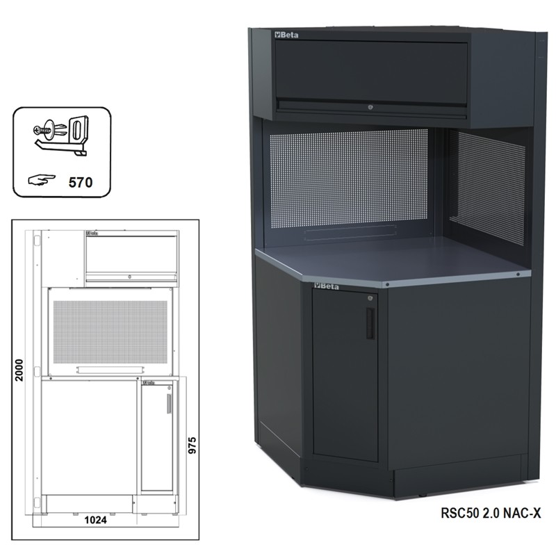 BETA RSC50 2.0 NAC-X Angolo completo autoportante per arredo officina RSC50 2.0