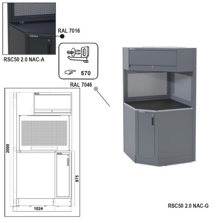 BETA RSC50 2.0 NAC-G Angolo completo autoportante per arredo officina RSC50 2.0
