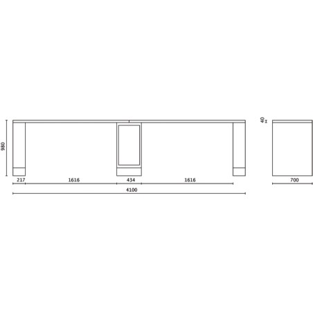 BETA C55PRO-BG/D4 Banco da lavoro doppio da 4 metri con gamba centrale