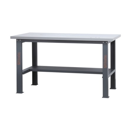 BETA C58BC-X1,6 Banco da lavoro semplice con piano MDF rivestito in acciaio inox, lunghezza 1,6 m