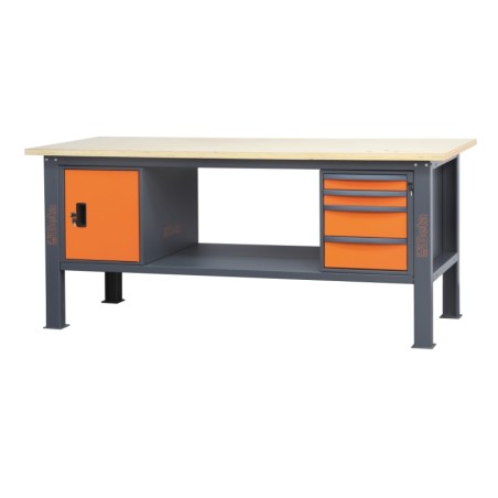 BETA C58BC-W2,1 4CA Banco da lavoro 2,1 m con piano in legno, 4 cassetti e modulo anta
