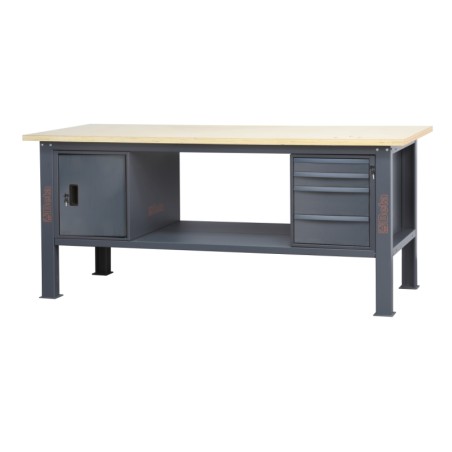 BETA C58BC-W2,1 4CA Banco da lavoro 2,1 m con piano in legno, 4 cassetti e modulo anta