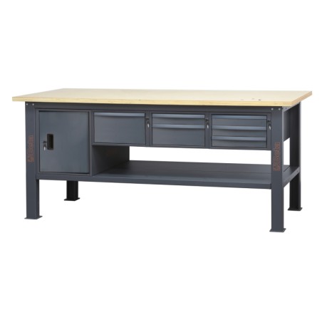 BETA C58BC-W2,1 6CA Banco da lavoro 2,1 m con piano in legno, 6 cassetti e modulo anta