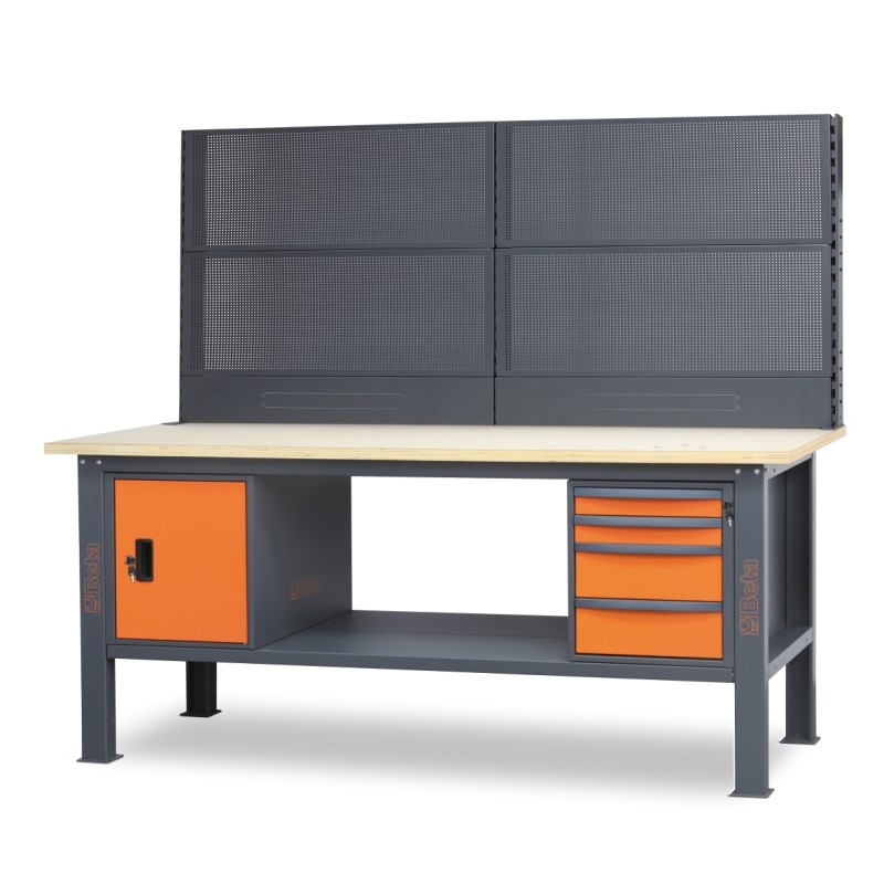 BETA C58BC-W2,1 4CA+SVR Banco da lavoro 2,1 m con piano in legno, 4 cassetti e modulo anta