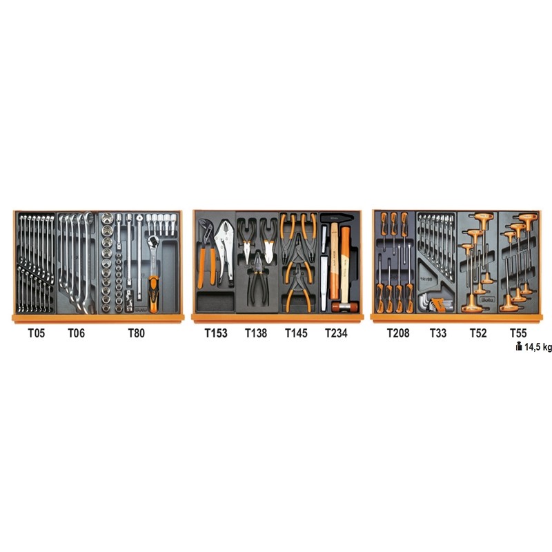 BETA 5904VG/2T Assortimento di 99 utensili per autoriparazione in termoformato rigido in ABS