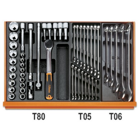 BETA 5908VI/2T Assortimento di 232 utensili per manutenzioni industriali in termoformato rigido in ABS