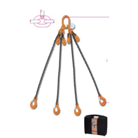ROBUR 8098 Pendente per sollevamento con ganci accorciatori catena a 4 bracci, grado 8