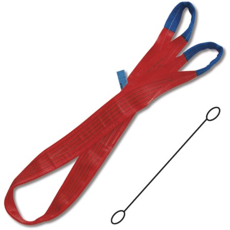 ROBUR 8158 Braca per sollevamento 5t rosso nastro piatto a due strati, asole rinforzate, poliestere alta tenacità (PES)